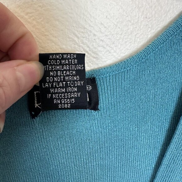 Vintage Rafaela Teal Blue Brown Button Slim Fit Womens Vest Size Small Pockets - Picture 6 of 9